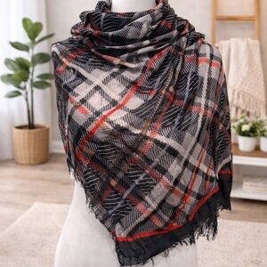Vera Bradley Black and Red Plaid Scarf